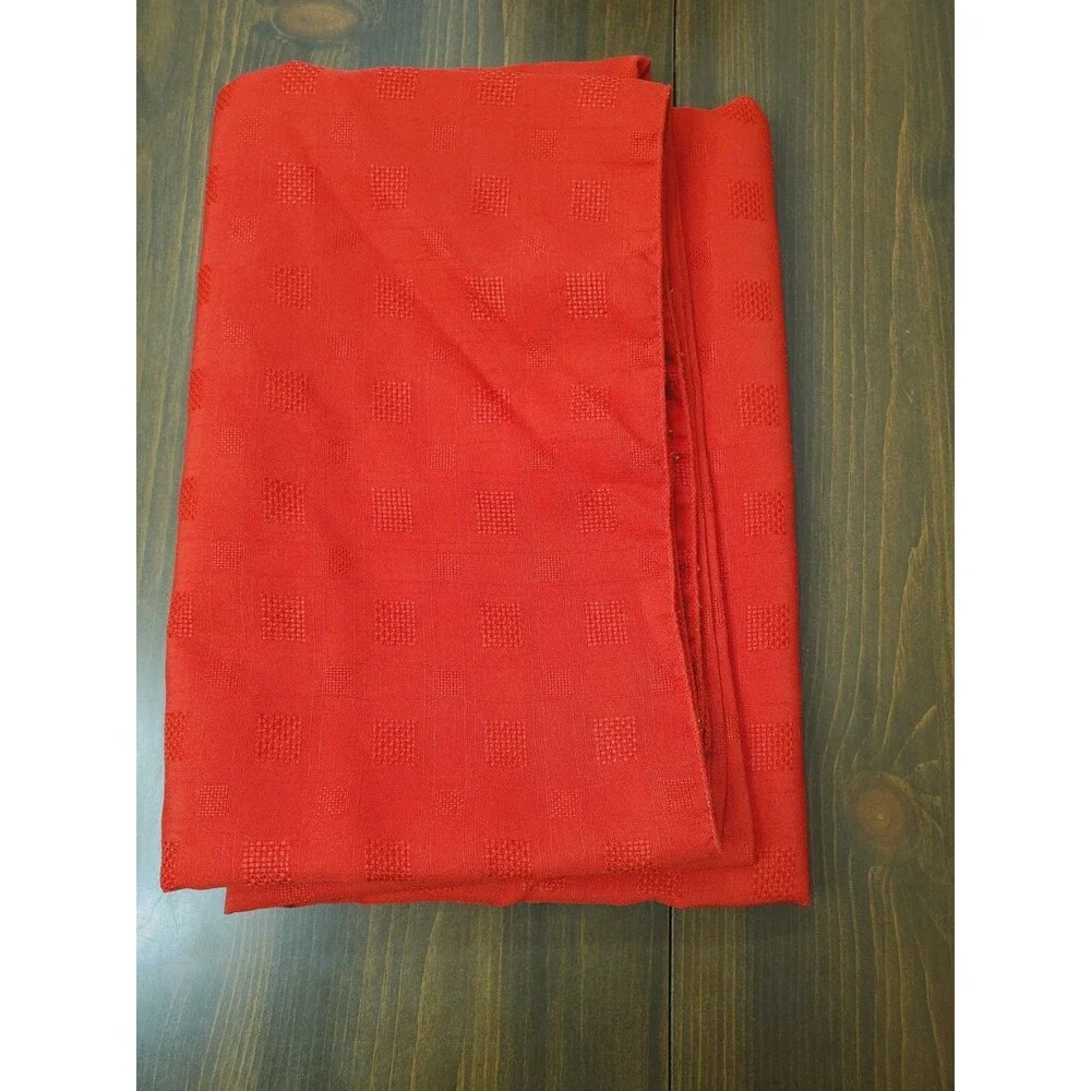 Vintage Tableloth Solid Red Jacquard Squares Polyester 80x59